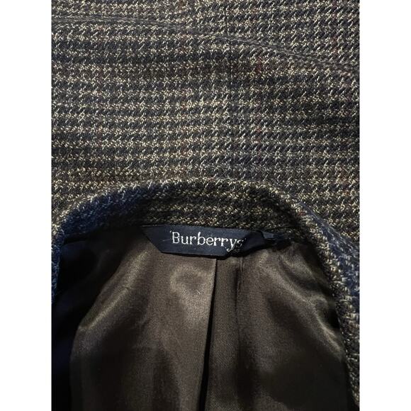 Vintage Burberry Mens 42R Brown Burgundy Tweed Houndstooth Blazer Sport Jacket - Picture 8 of 15